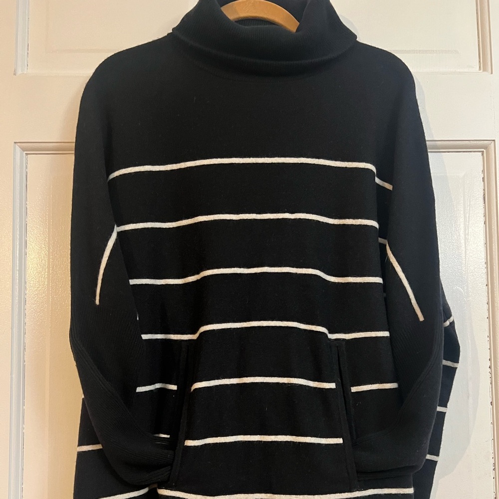 Cashmere Garnet Hill Wool Black Oversized Turtleneck Tunic